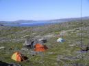 The radio operation tents on Finger Hill Island were 40 meters apart with the guide’s tent between them.