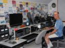 Robert, K3SRO, in his shack. Note the Blue Microphone "Snowball" microphone on the desk.