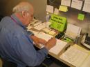 Donald Galitz, KC0DCF, Co-Emergency Coordinator for the Fargo area, works at the EOC during the floods. [Val Tareski, K0QYW, Photo]