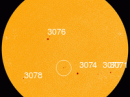 A new sunspot is growing at the circled location. [Photo courtesy of NASA SDO/MHI]