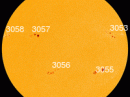[Photo courtesy of NASA SDO/HMI] New sunspot AR3058 is crackling with M-class solar flares.